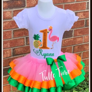 Pineapple Hawaiian birthday outfit Embroidered shirt or ribbon tutu dress set