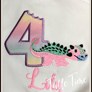 Ankylosaurus Girly Dino birthday Shirt, bumpy Dinosaur shirt, Embroidered Girl Dinosaur shirt 1st, 2nd, 3rd, 4th, 5th, 6th birthday shirt