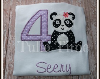 Panda birthday shirt purple lavender 1st 2nd 3rd 4th 5th Panda theme birthday top bodysuit smash cake top