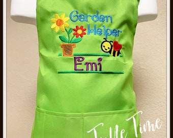 Garden apron Personalized Gardening Child Apron with Pocket for Boys and Girls Personalise