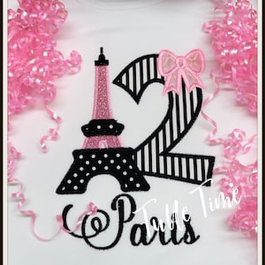 Eiffel Tower girls birthday Shirt, Paris birthday shirt, Paris Eiffel Tower birthday shirt, Embroidered Girls shirt 1st, 2nd, 3rd, 4th, 5th