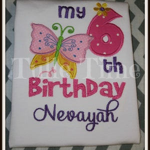 Butterfly birthday shirt bodysuit top all sizes ages