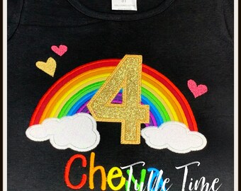 Rainbow Gold glitter number birthday shirt 1st 2nd 3rd 4th 5th 6th 7th 8th 9th