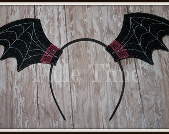 Vampire inspired headband bat wings headband embroidered headband sparkle batwing costume headband