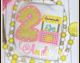 Lemonade birthday Shirt, Lemonade Stand birthday shirt, Pink Lemonade Embroidered birthday shirt 1st, 2nd, 3rd, 4th, 5th, 6th birthday shirt