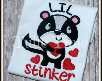 Lil Stinker skunk  Valentines Day shirt or bodysuit