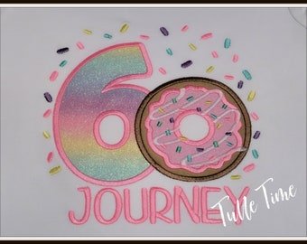 Pink Donut with sprinkles birthday shirt  glitter all sizes Donut grow up
