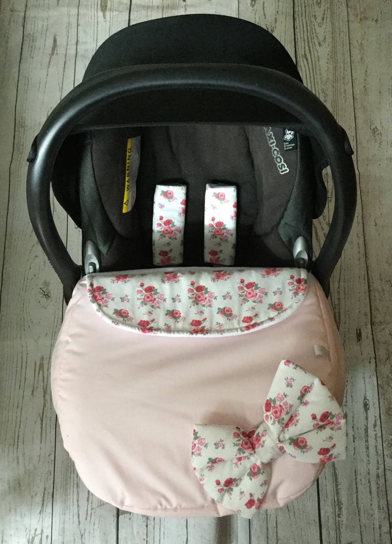 Baby Car Seat Apron Harness Strap Covers Foot Muff Bow Floral Etsy