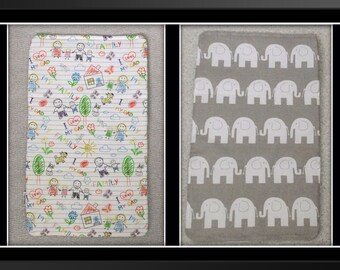 baby travel nappy changing mat  i love my dad elephants cotton water resistant fabric handmade baby shower gift portable