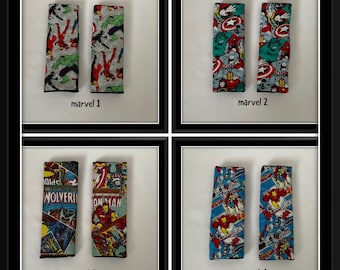 marvel super heroes hand made slide on pram harness strap covers pushchair chest pads  baby toddler thor hulk iron man captain america