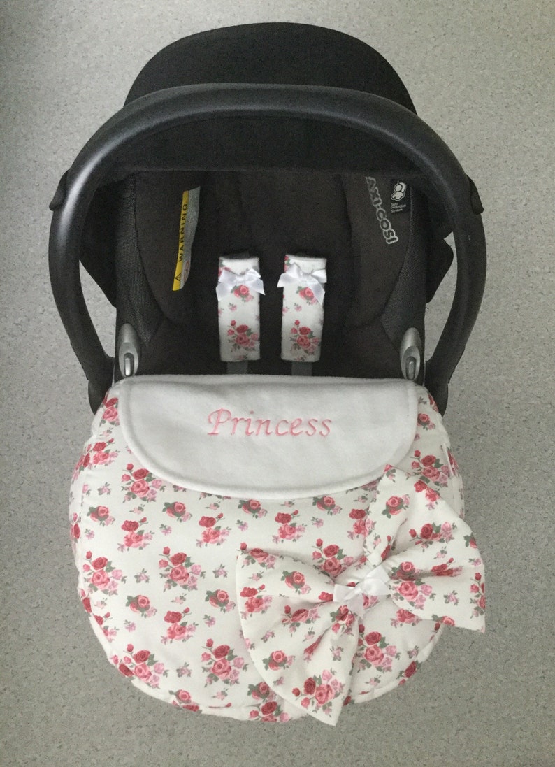 Baby Car Seat Apron Harness Strap Covers Foot Muff Bow Floral Etsy