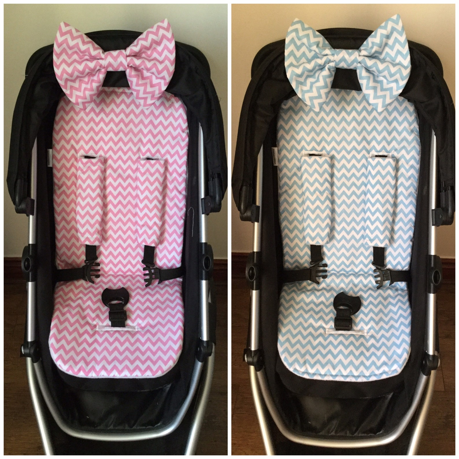 Pram pushchair liner harness strap covers pink blue white Etsy