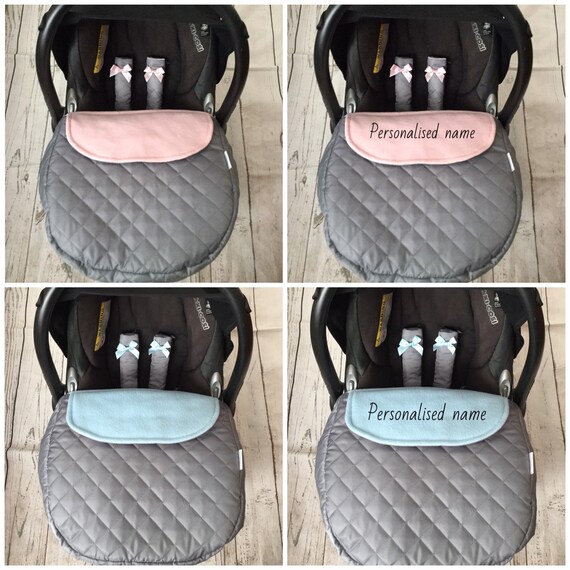 Baby Car Seat Apron Harness Strap Covers Grey Quilted Blue Etsy