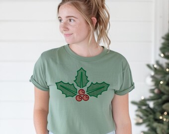 Holly Embroidery DTF Transfer