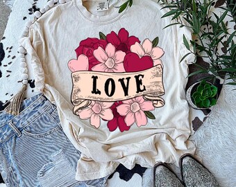 LOVE Floral DTF Transfer