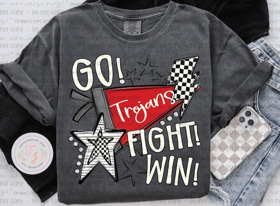 Trojans Mascot Go Fight Win Pennant DTF Transfer