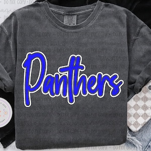 Panthers Script Blue Text DTF Transfers DTF4245