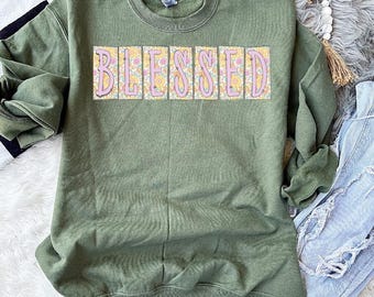 Blessed Floral Word Art DTF Transfer