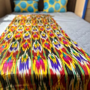 Rare Vintage Uzbek Silk Ikat Fabric (1922–1945) – Handwoven Textile, Collector’s Treasure