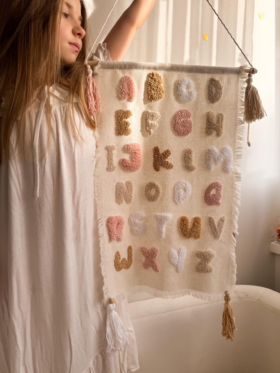 Wall Hanging Using Alphabet Rocks Handmade Alphabet Wall Hanging: Eco-friendly Kids Room Decor - Etsy