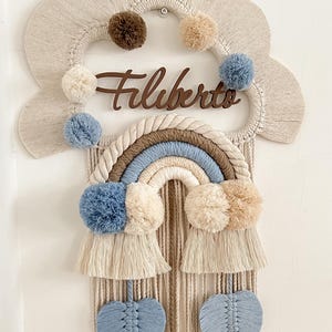Personalized Macrame Name Sign: Boho Rainbow Dreamcatcher Nursery Decor
