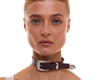 Real leather choker, Genuine leather choker collar, Handmade leather choker necklace, Leather day collar for women, Punk leather choker