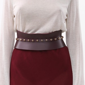 Wide handmade leather belts for women,Wide leather belt plus size,Wide leather belt for dress,Leather cincher belt,Wide burgundy belt female