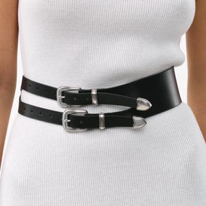 Leather double buckle belt, Wide handmade leather belts for women, Wide leather corset belt,Leather cincher belt,Wide leather belt plus size