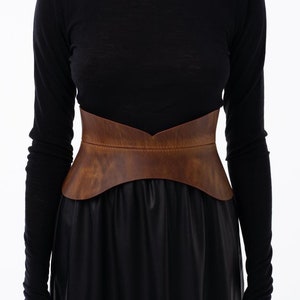 Wide genuine leather belt, Leather basque waist corset, Leather peplum corset, Wide tan leather belt, Wide leather belt plus size