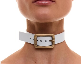 Adjustable leather choker, Leather buckle choker, Wide leather choker necklace, Handmade leather choker necklace, Belt choker leather