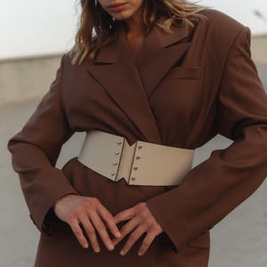 Real leather corset belt,Leather cincher belt,Wide leather corset belt,Wide leather waist belt,Leather corset belt underbust,Wide beige belt