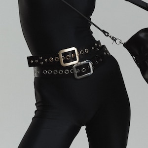 Leather grommet belt, Leather eyelet belt, Rivet belt,Rocker leather belt,Leather dress belt women,Leather belt plus size,Black grommet belt