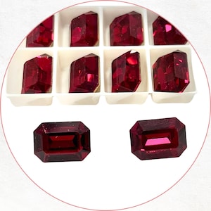 2 x Vintage 14x10mm Siam Octagon Swarovski Crystal Rhinestone Point Back Chaton Stones Art. 4610 - SD11