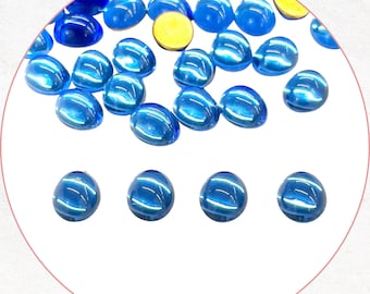 4 x Vintage Sapphire Blue Gold Foil Backed 10x8mm Swarovski Glass Oval Domed Cabochons - For Jewellery Making Crafts Mosaics - FD3D