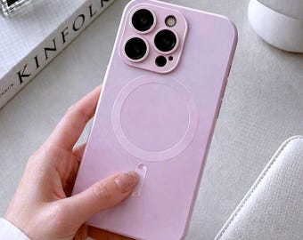 MagSafe Silicone iPhone Case, Soft Touch Magnetic Slim Cover, Glass Camera Protection
