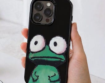 Funny Frog Phone Case Cute Cartoon Frog iPhone Case Glossy Matte Cover Aesthetic Kawaii Shockproof Phone Case Gift for Her