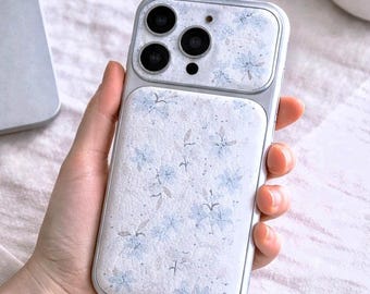 Floral Leather iPhone Case | Minimalist Soft Flower Pattern Cover, Protective Design