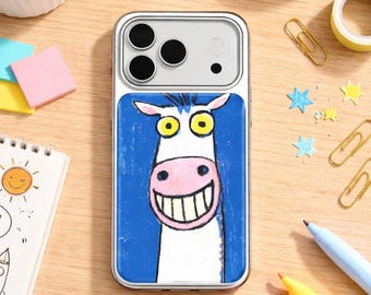 Funny Cartoon Horse Phone Case | Cute Big Smile Animal Design | Quirky Aesthetic Cover | Fun Gift Idea