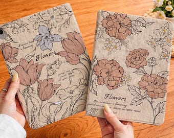 Floral Tablet Case | Soft Botanical iPad Cover | Elegant Flower Pattern Sleeve | Aesthetic Nature Protective Case Gift