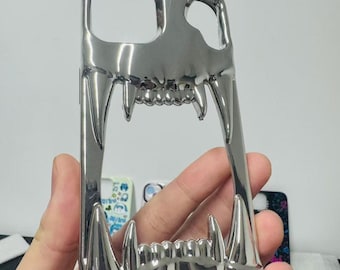 3D Hollow Fanged Skull iPhone Case – Metallic Silver & Black Creative Protective Cover for Gothic and Punk Style