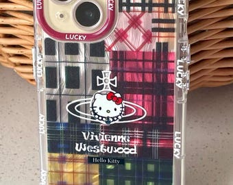 Vivienne Westwood Fashion Kitty Colourful Plaid Phone Case