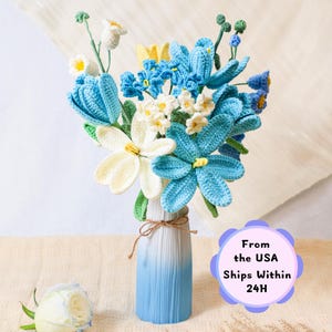 Crochet Flower Bouquet, Unique Home Decors, Handmade Knitted Flowers, Graduation, Gift for Anniversary, Birthday, Girlfriend, Mom
