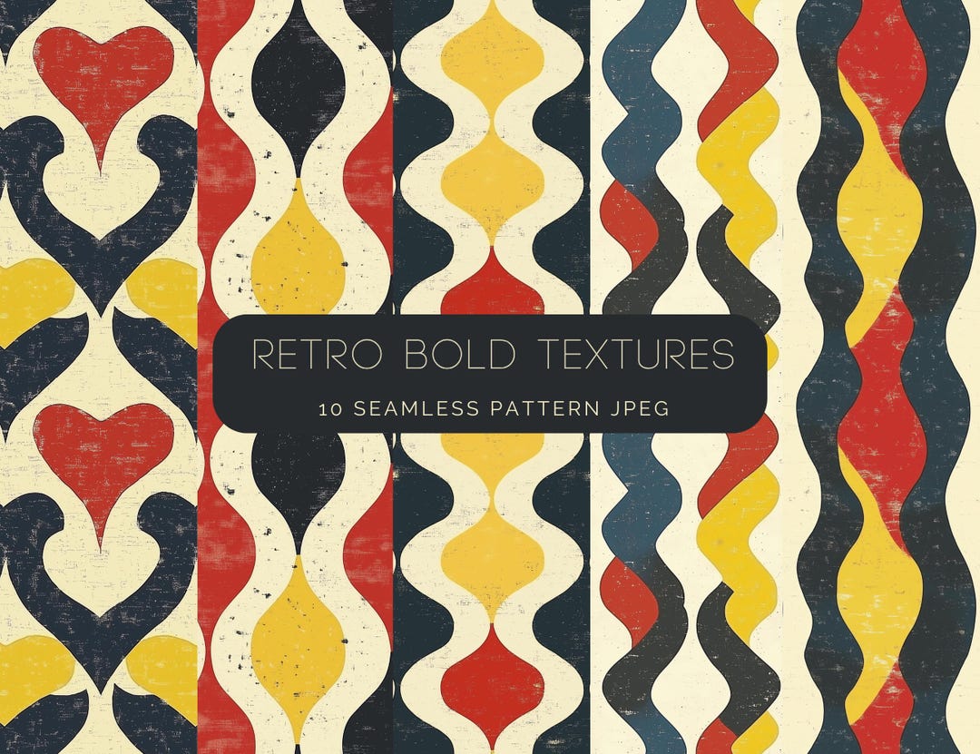 Bold Retro Texture Seamless Patterns, Mid-century Modern Abstract ...