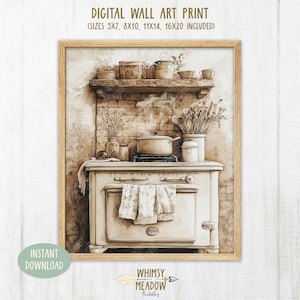DOWNLOAD IMMEDIATO Cozy Farm Stove Stampa artistica digitale da parete 5x7 8x10 11x14 16x20 Farmhouse Stampabile Decoupage Junk Journal Scrapbook Paper