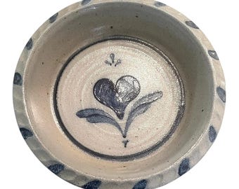 Vintage 1987 Rowe Pottery Works Salt Glaze Pie Plate Heart Dish Stoneware