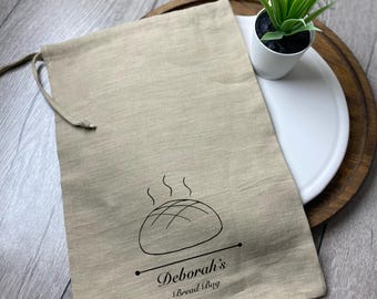 Personalized Linen Bread Bag: Custom Print, Eco-Friendly Gift