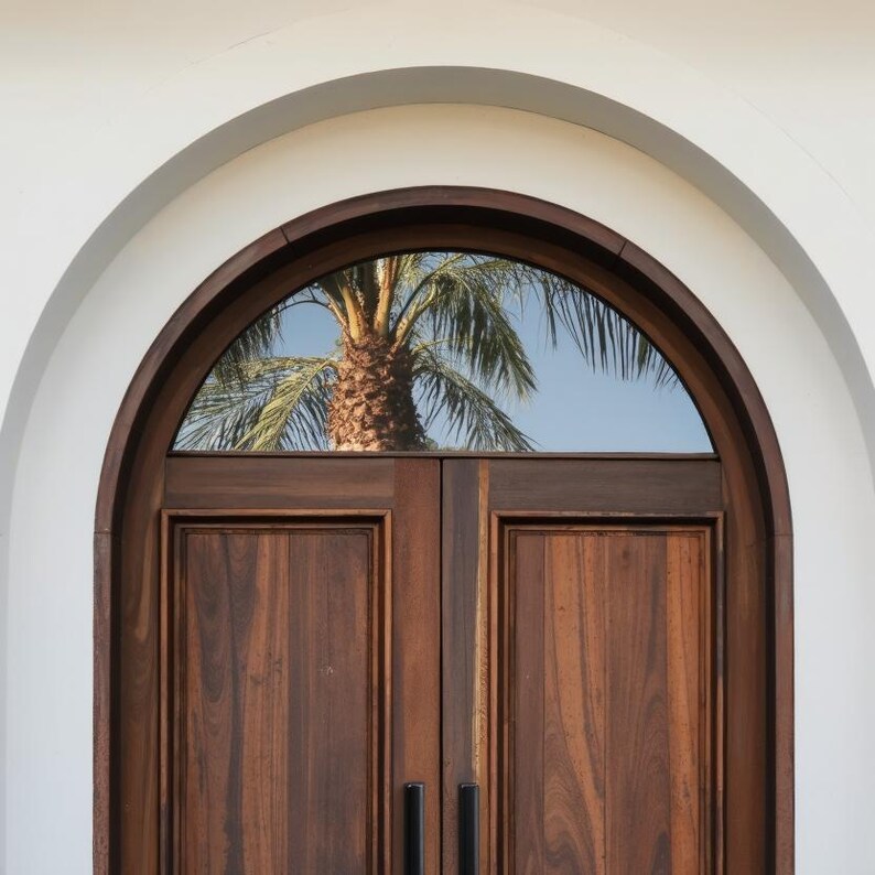 Modern Arched Entry Door for Front Porch With Minimalist Double Panel