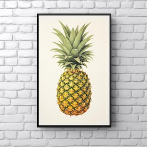 Retro Pineapple Art Print Vintage Style Pineapple Poster Tropical Fruit Kitchen Artwork Kitsch Campy Decor Tiki Bar Artwork Island Bedroom