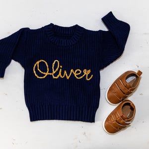 Personalized Hand Embroidered Sweater – Custom Baby Knitwear, Unique Name Gift, Cozy Infant Outfit, Newborn Essentials