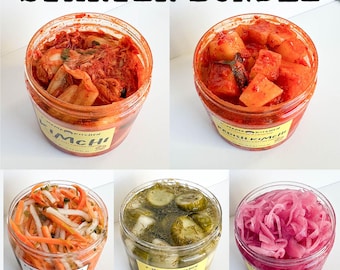 Seoulmate Kimchi & Pickles Starter Bundle – Authentic Korean Ferments, Probiotic-Rich, Handmade in USA, Five 16 oz Jars